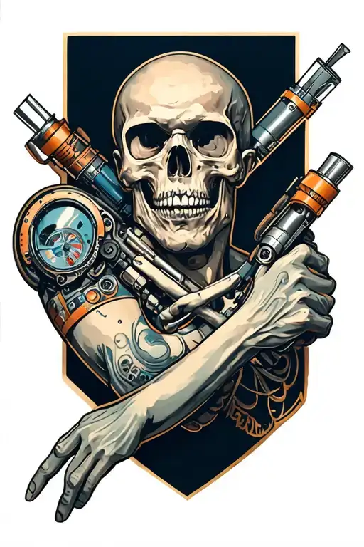 bio mechanic arm tattoo design idea