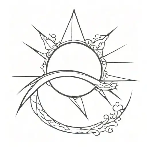 half SUN: half with the "K" and the other with the "S", joined by a small ray or curved line that maintains the shape of the sun tattoo design idea