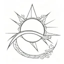 half SUN: half with the "K" and the other with the "S", joined by a small ray or curved line that maintains the shape of the sun tattoo design idea