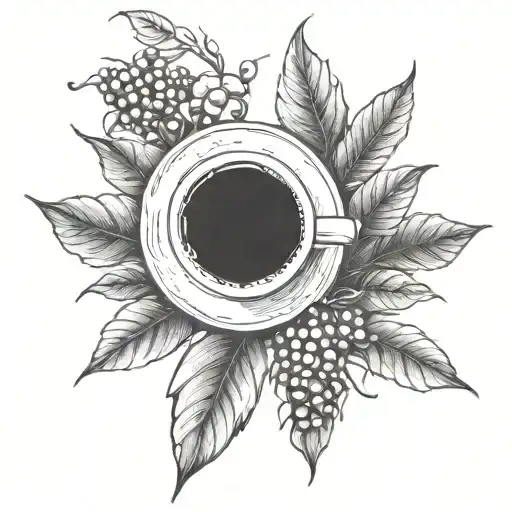 branch of coffee with beans  tattoo design idea