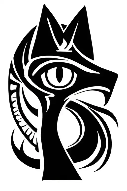 bastet ankh symbol with eye tattoo design idea