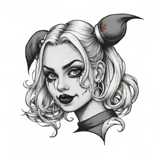 Harley Quinn Face tattoo design idea