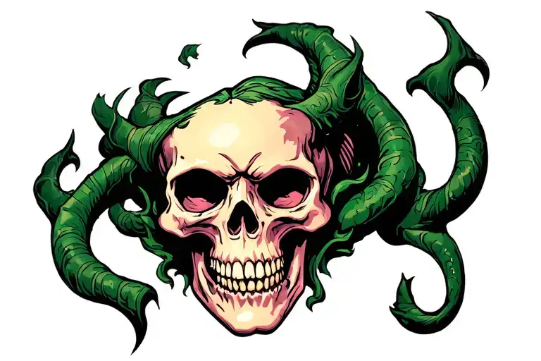 "my ass likes Rulo" Scary demon skull tattoo design idea