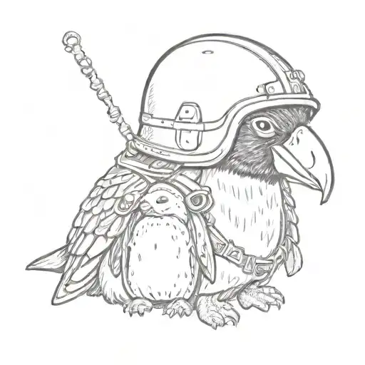 Cute penguin with u.s Vietnam war solider helmet, dog tags around neck no writing in dog tags, dates 11/11/1942-09/22/20 tattoo design idea
