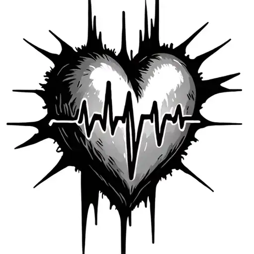 heart with 4 heartbeat lines going thru heart tattoo design idea