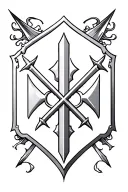 templar shield with realistic tattoo design idea