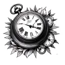 libra compas pocket watch tattoo design idea
