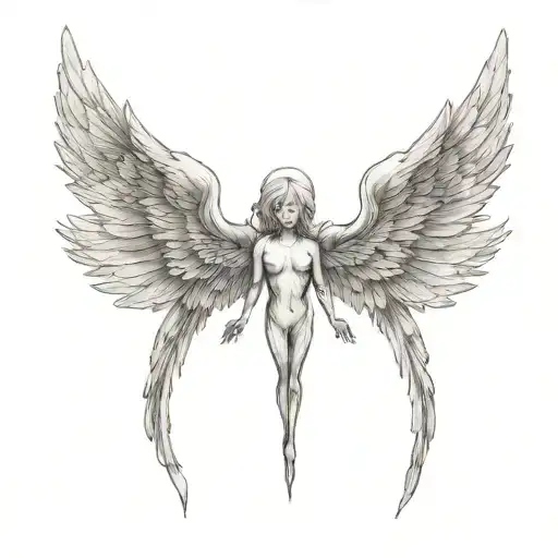 seraphim angel, 6 wings tattoo design idea
