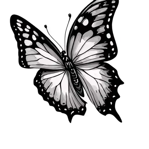 croissant butterfly tattoo design idea