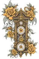 grandfather clock tattoo design idea