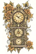 grandfather clock tattoo design idea