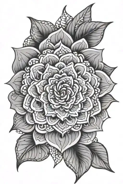 mandala et rose blooming tattoo design idea