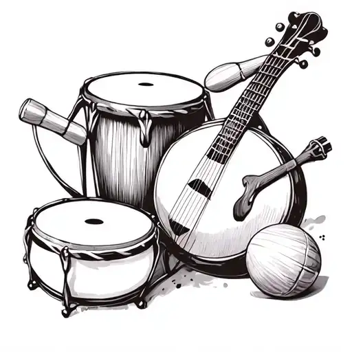 Incorporate traditional Cuban musical instruments like the bongos and maracas into a dynamic and rhythmic tattoo design tattoo design idea
