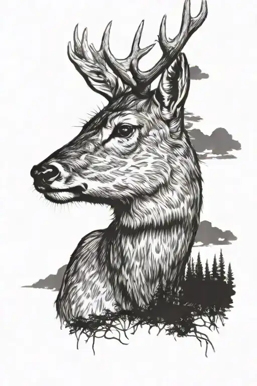 Deer silhouette tattoo design idea