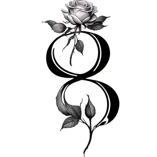 rose with semi colon symbol morphing tattoo design idea