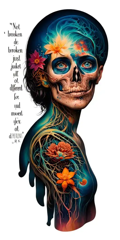 "Not broken just different" neurodiversity tattoo design idea