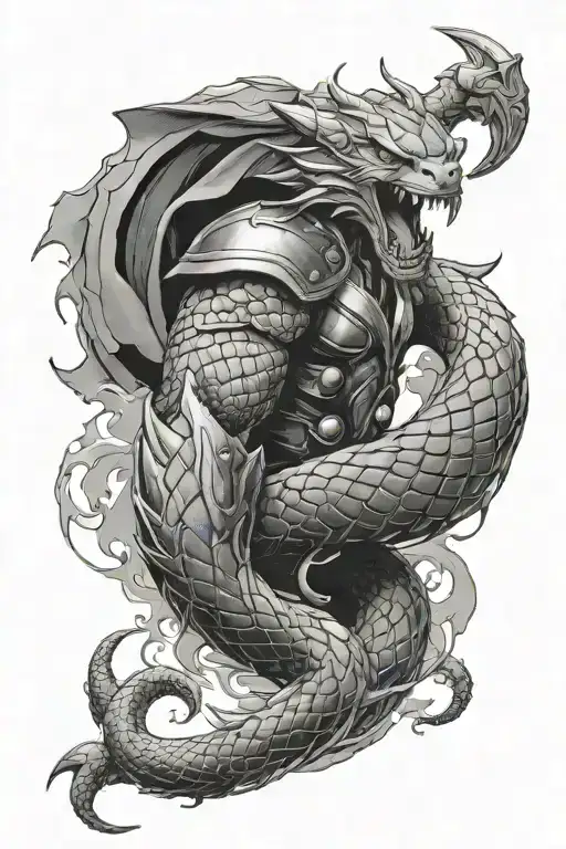 Thor and jormungandr wrapping around arm tattoo design idea