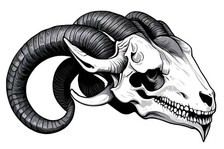 Capricorn goat skull tattoo design idea