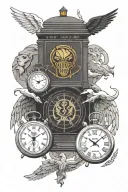 A minimalist Appa, Giorno's golden wing theme, Tardis or Weeping Angel, Ekko Stopwatch, Icarus, Zeus Bust tattoo design idea