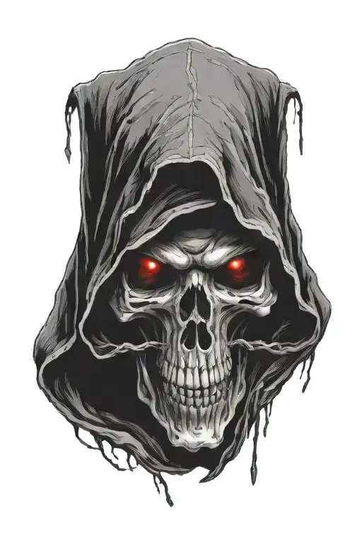 hooded skull tattoo design idea