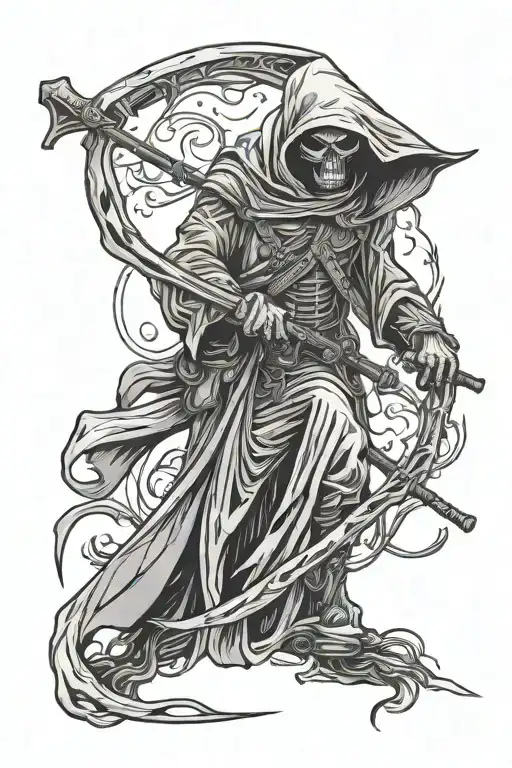 sniper grim reaper with scythe tattoo design idea