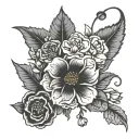 birth flowers of march, may. july, august, october tattoo design idea