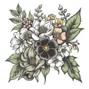 birth flowers of march, may. july, august, october tattoo design idea