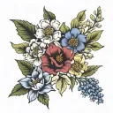birth flowers of march, may. july, august, october tattoo design idea