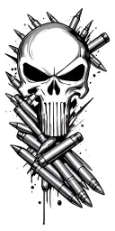 punisher and bullets tattoo design idea