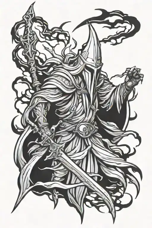 witch king of angmar Cartoon ghost tattoo design idea