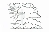 cloud with vertical line and sun on one side storm on another  tattoo design idea