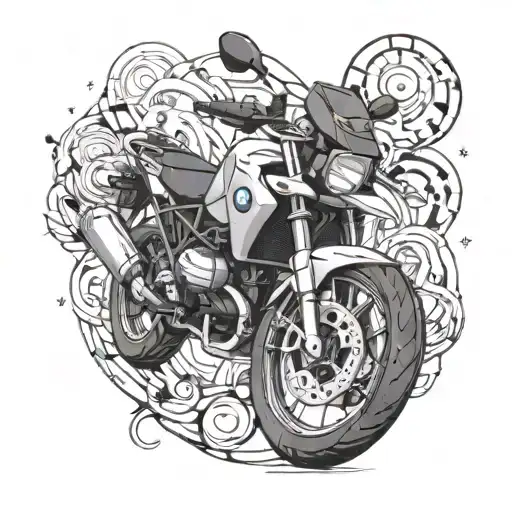 Incorporate the sleek lines of a BMW car into an anime-inspired tattoo tattoo design idea