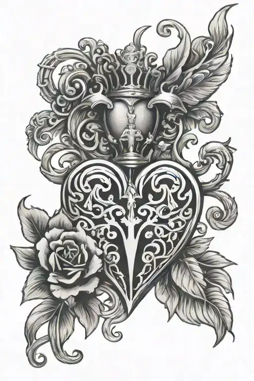Chrome heart tattoo design idea
