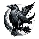 ehite crow on black moon tattoo design idea