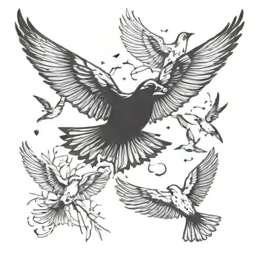 birds flying away tattoo design idea