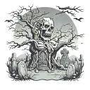  Add a haunting background that complements the zombie, such as a graveyard scene with twisted trees, tombstones, and fo tattoo design idea