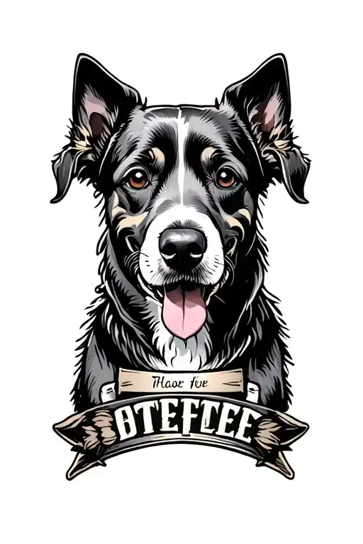 dog memorial cross surrounded tattoo design idea