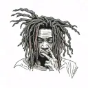 emo,depression,darkness,lonely,suicidal,sad,dark skinned male,dyed short dreads fully hiding face,teens,no tattoos,skinn tattoo design idea