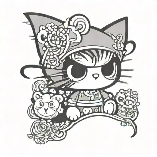 kuromi hello kitty tattoo design idea