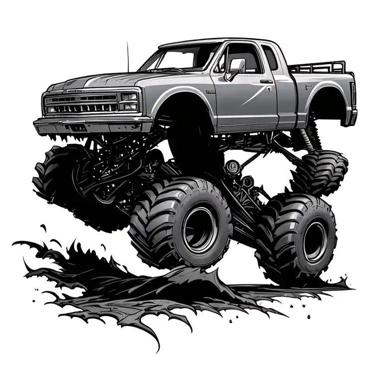 monster truck tattoo design idea