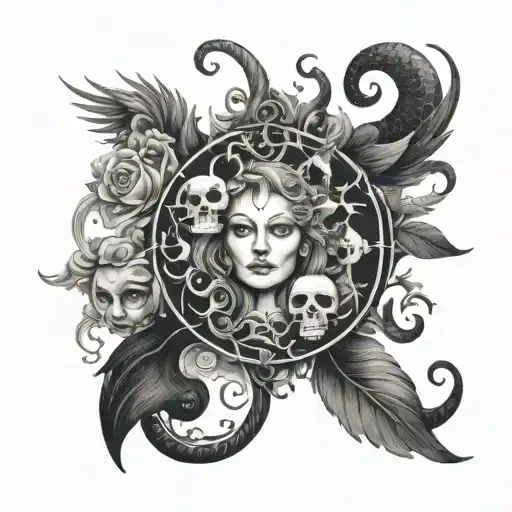 7 deadly sins personified tattoo design idea