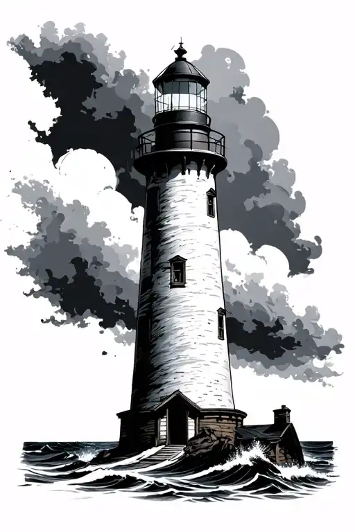 Lighthouse manly tattoo design idea