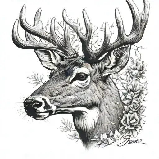 whitetail deer tattoo design idea