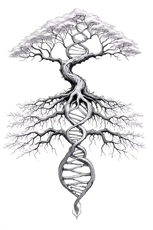 tree of life, Trunk DNA double helix tattoo design idea