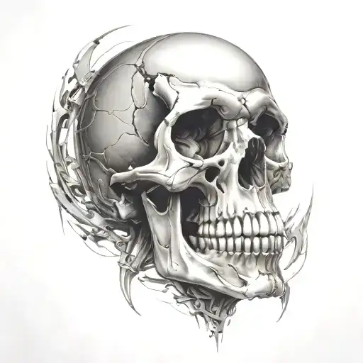 skull futuristic tattoo design idea