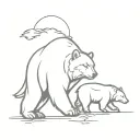 bear and wolf walking together tattoo design idea