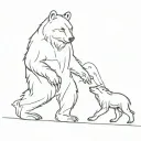 bear and wolf walking together tattoo design idea