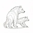 bear and wolf walking together tattoo design idea