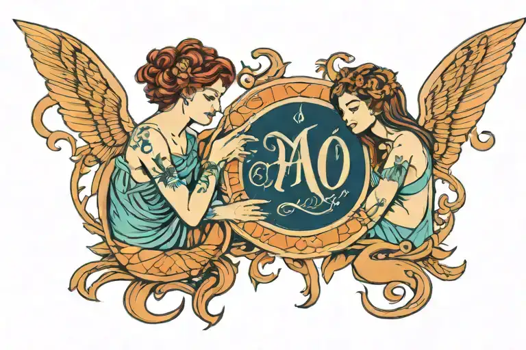 virgo and aquarius astrology sign entangled tattoo design idea