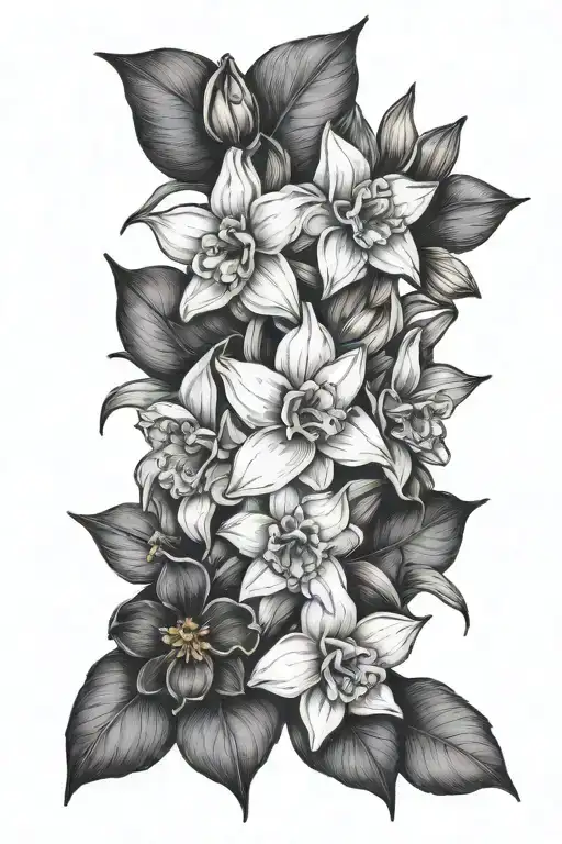 forget me nots and daffodils  tattoo design idea